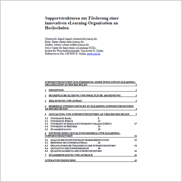 scil Arbeitsbericht Supportstrukturen zur Foerderun einer innovative eLearning Organisation an Hochschulen